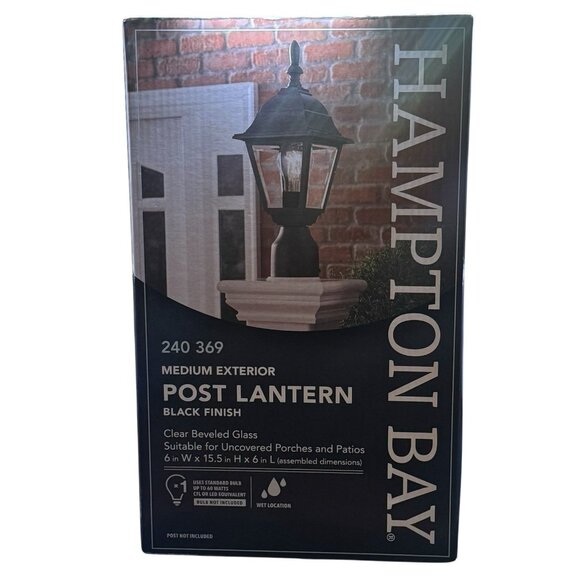 NEW Hampton Bay Lot of (2) 1-Light Medium Exterior Post Lantern Black Finish - Picture 2 of 6
